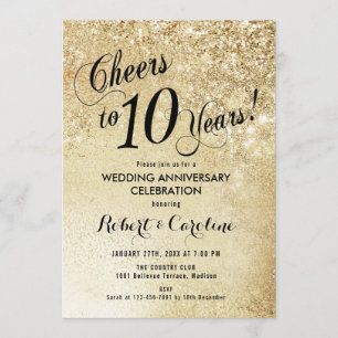 Invitation 10e anniversaire de mariage or