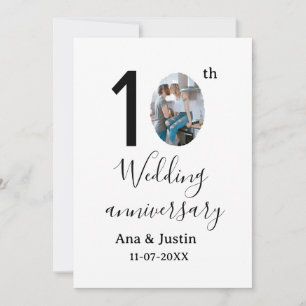 Invitation 10e anniversaire du mariage nom photo bold lettre