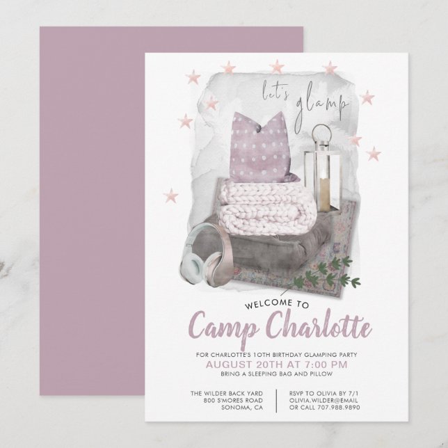 Invitation 10e anniversaire Fête de glamour sous les étoiles (Devant / Derrière)