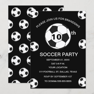 Invitation 10e Anniversaire Fête Football Black Boys Sports