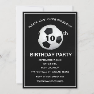 Invitation 10e Anniversaire Fête Football Black Boys Sports