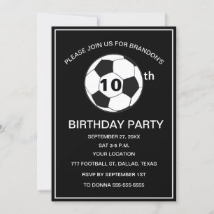 Invitation 10e Anniversaire Fête Football Black Boys Sports