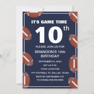 Invitation 10e Anniversaire Fête Football Marine Sport Enfant