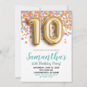 Invitation 10e Anniversaire Monnaie d'Or Orange Co