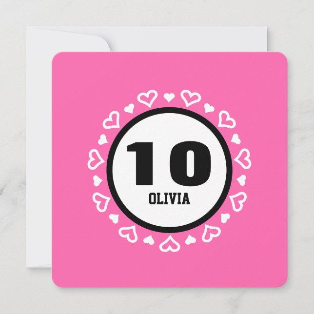 Invitation 10e anniversaire pour son COEUR cadre PINK P29C (Devant)