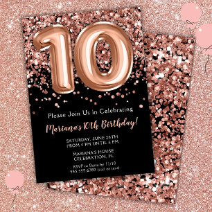 Invitation 10e anniversaire Rose noir Parties scin