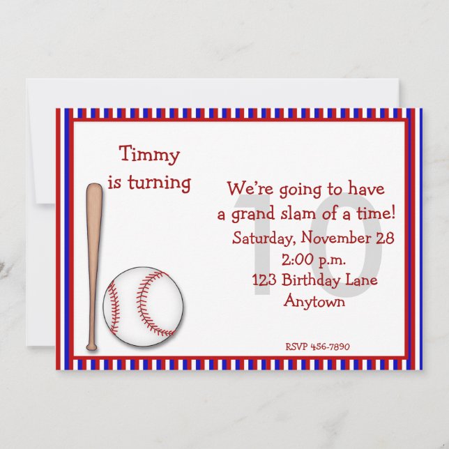 Invitation 10e baseball (Devant)