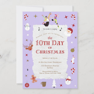 Invitation 10e Jour de Noël Fête de janvier Xmas adorable
