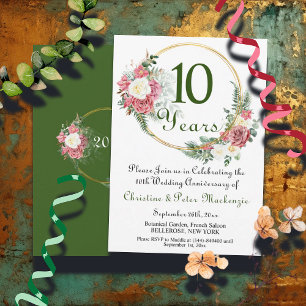 Invitation 10ème anniversaire de Mariage Tin Rose Gold Frame