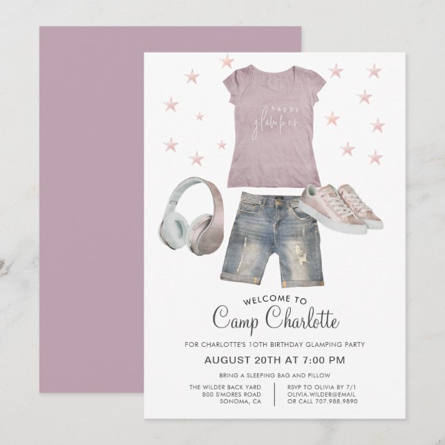 Invitation 10ème Anniversaire Fête de Glamping Sous Les Stars (Devant / Derrière)