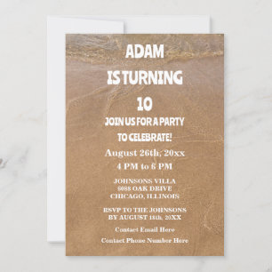 Invitation 10th Birthday Party Ocean Sandy Beach Custom Age