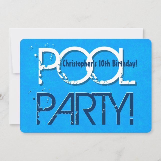 Invitation 10th Ten Birthday Pool Party Enregistrer la date P (Devant)