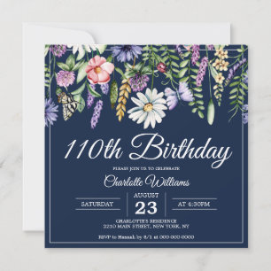 Invitation 110e anniversaire Marine Fleur sauvage Élégante 11