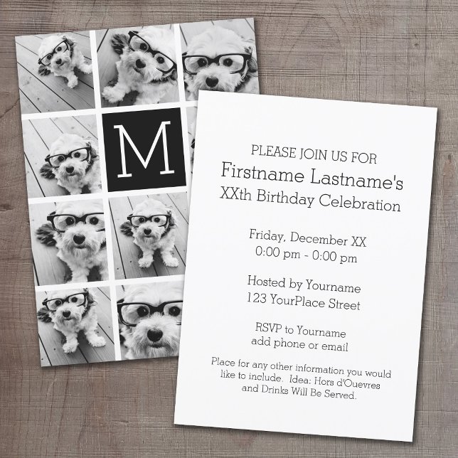 Invitation 11 Photo Instagram Collage Anniversaire (Photo Collage Birthday Party Invitation)