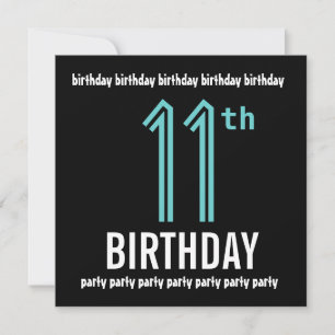 Invitation 11e anniversaire Noir et couleur Numéro 2