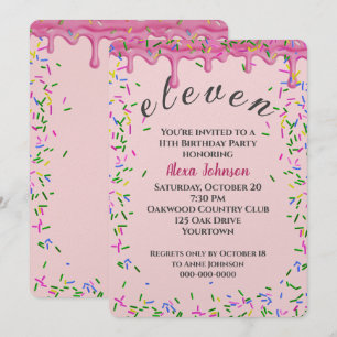 Invitation 11e Anniversaire Pink Icing Et Sprinkles