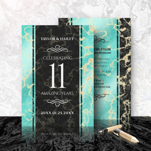 Invitation 11ème anniversaire de Mariage turquoise (Créateur téléchargé)