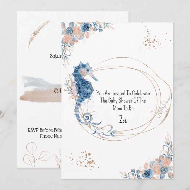 Invitation (12,7 x 17,8 cm) - Baby Shower Einladung (Vorne/Hinten)