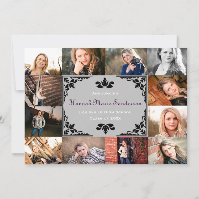 Invitation 12 Photos Collage de graduation-5x7 Grad Faire-par (Devant)