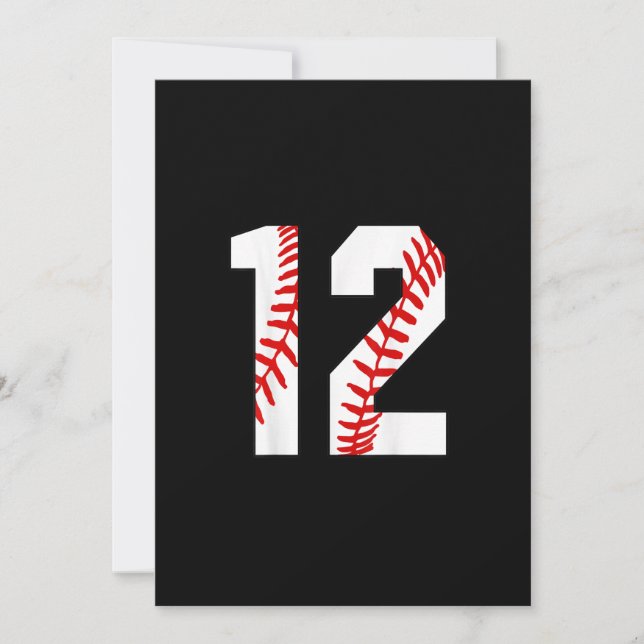 Invitation 12e anniversaire Baseball grand nombre Douze (Devant)