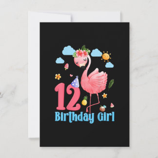 Invitation 12e anniversaire filles Flamant rose 12 ans Tropic