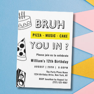 Invitation 12e Bruh, vous êtes un anniversaire adolescent gar