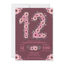 12e grand anniversaire fille Fleurs roses Fleurs v