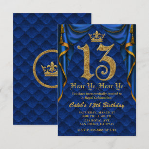 Invitation 13E 13 Anniversaire Royal Blue Gold Crown
