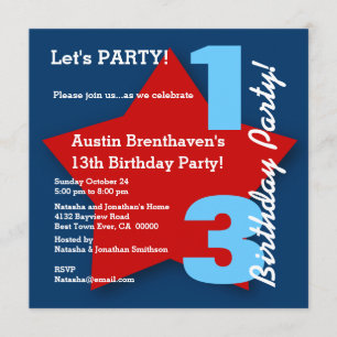 Invitation 13e Ado Anniversaire de la Marine moderne Rouge Bl