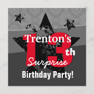Invitation 13e ADO Surprise Anniversaire Charcoal Grunge C13