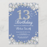 13e anniversaire Bleu et Diamant d'argent