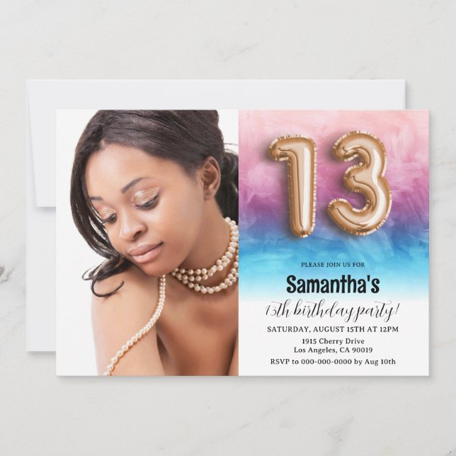 Invitation 13e anniversaire Confetti Gold Portrait (Devant)