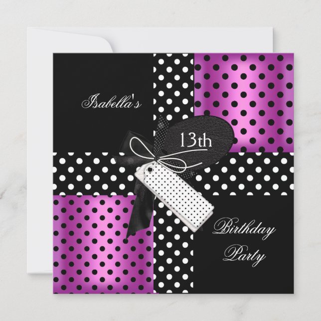 Invitation 13e anniversaire de fête adolescentes (Devant)