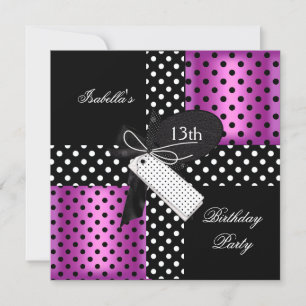 Invitation 13e anniversaire de fête adolescentes
