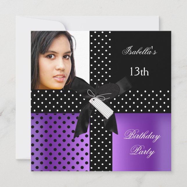 Invitation 13e anniversaire de fête adolescentes (Devant)