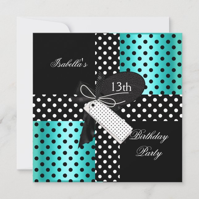 Invitation 13e anniversaire de fête adolescentes (Devant)
