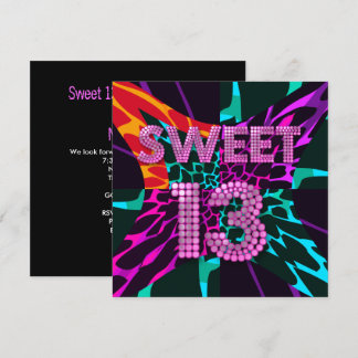 Invitation 13e anniversaire doux 13 fête mixte impression ani