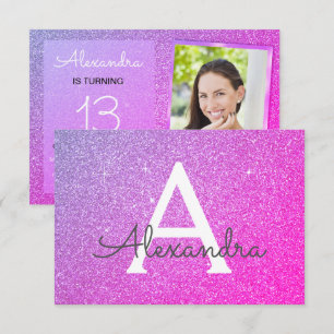 Invitation 13e anniversaire étincelle rose violet photo