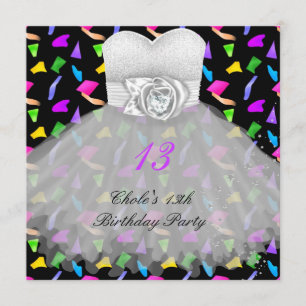 Invitation 13e anniversaire Filles 13 Ado
