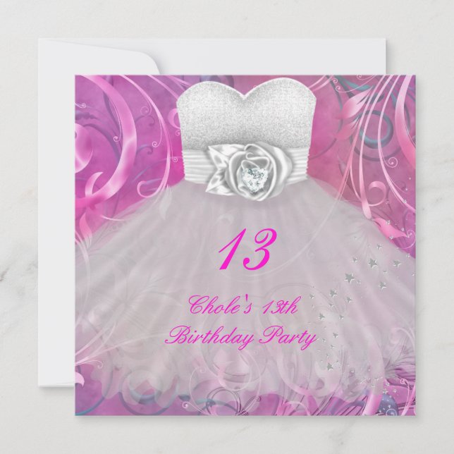 Invitation 13e anniversaire Filles 13 Ado (Devant)
