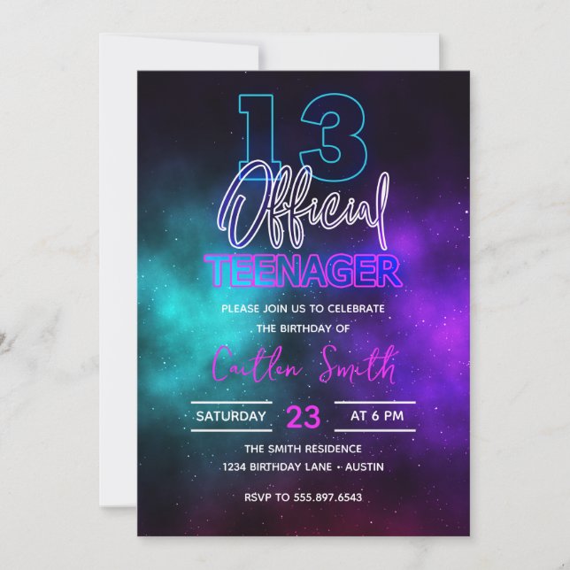 Invitation 13e anniversaire officiellement une galaxie adoles (Devant)