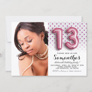 Invitation 13e anniversaire Polkadot Parties scintillant Port