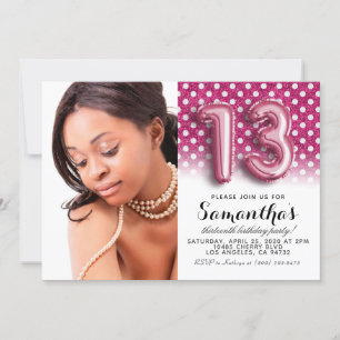 Invitation 13e anniversaire Polkadot Parties scintillant Port