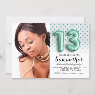 Invitation 13e anniversaire Polkadot Parties scintillant Port