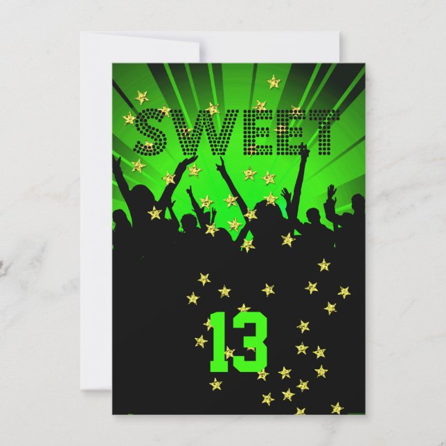Invitation 13e Sweet 13 Anniversaire Billets de fête Lime (Devant)