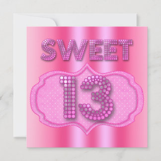 Invitation 13e Sweet 13 Anniversaire Pois roses