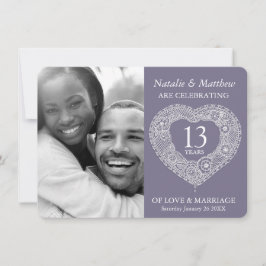 Invitation 13ème dentelle mariage Anniversaire gris blanc