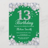13ème Diamant vert et argenté d'anniversaire