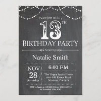 13ème Lumières de ficelle de tableau d'invitation