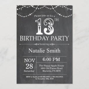 Invitation 13ème Lumières de ficelle de tableau d'invitation